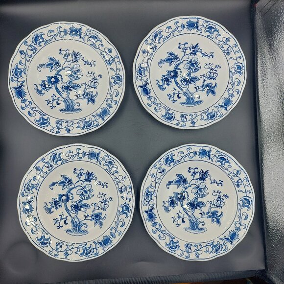 4 Vintage Double Phoenix MING TREE White Blue Ironstone Saucers Made In Japan - Picture 1 of 4